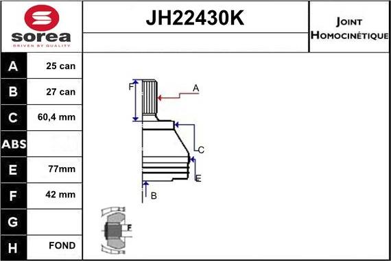 Sera JH22430K - Шарнирный комплект, ШРУС, приводной вал autodnr.net