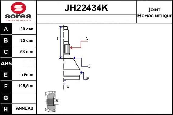 Sera JH22434K - Шарнирный комплект, ШРУС, приводной вал autodnr.net