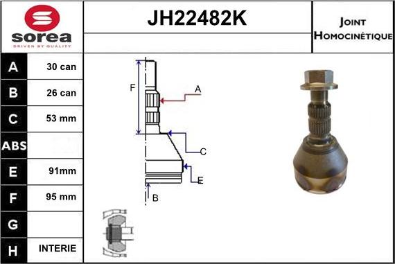 Sera JH22482K - Шарнирный комплект, ШРУС, приводной вал autodnr.net