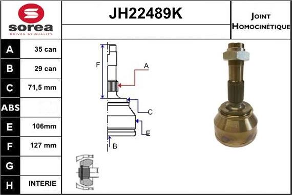 Sera JH22489K - Шарнирный комплект, ШРУС, приводной вал autodnr.net