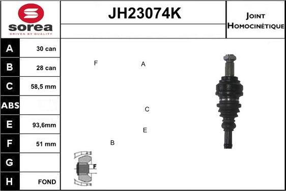 Sera JH23074K - Шарнірний комплект, ШРУС, приводний вал autocars.com.ua