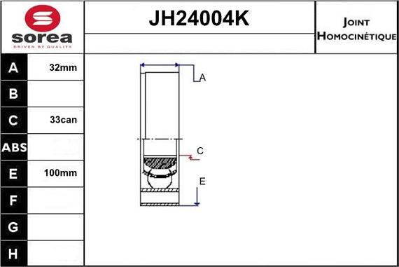 Sera JH24004K - Шарнирный комплект, ШРУС, приводной вал autodnr.net