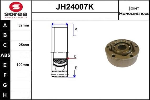Sera JH24007K - Шарнирный комплект, ШРУС, приводной вал autodnr.net