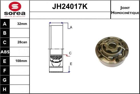 Sera JH24017K - Шарнирный комплект, ШРУС, приводной вал autodnr.net
