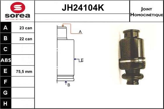 Sera JH24104K - Шарнірний комплект, ШРУС, приводний вал autocars.com.ua
