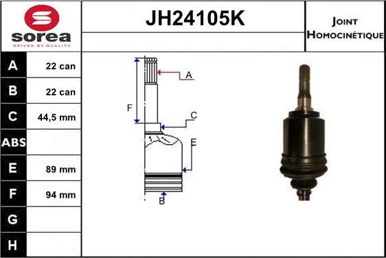 Sera JH24105K - Шарнірний комплект, ШРУС, приводний вал autocars.com.ua