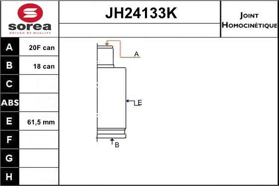 Sera JH24133K - Шарнірний комплект, ШРУС, приводний вал autocars.com.ua