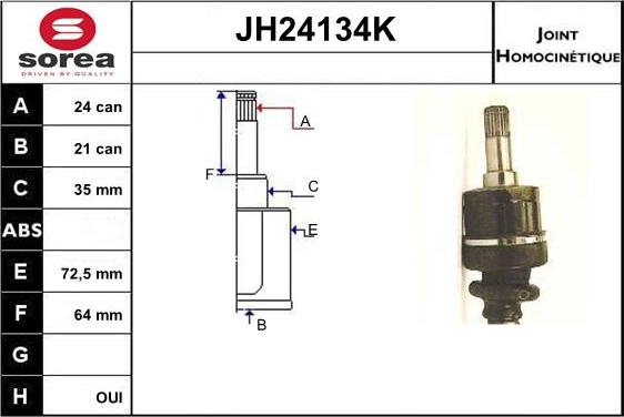 Sera JH24134K - Шарнірний комплект, ШРУС, приводний вал autocars.com.ua