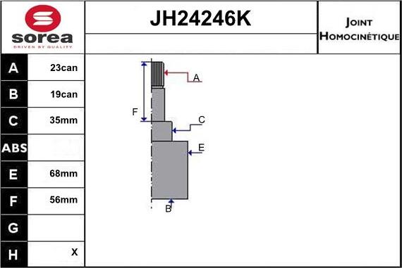 Sera JH24246K - Шарнірний комплект, ШРУС, приводний вал autocars.com.ua