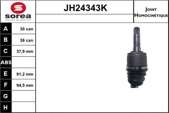 Sera JH24343K - Шарнірний комплект, ШРУС, приводний вал autocars.com.ua