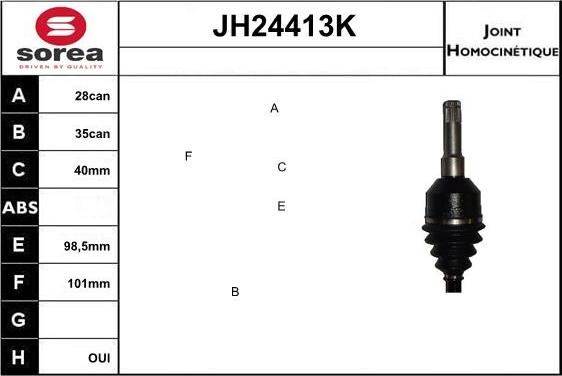 Sera JH24413K - Шарнірний комплект, ШРУС, приводний вал autocars.com.ua