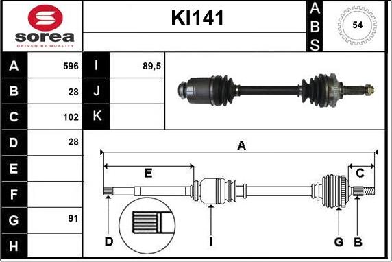 Sera KI141 - Приводний вал autocars.com.ua