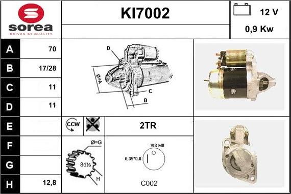 Sera KI7002 - Стартер autocars.com.ua