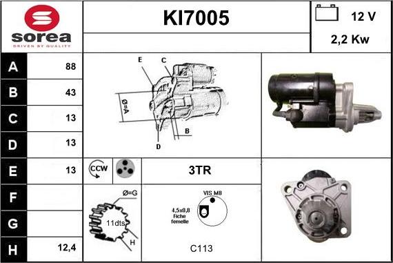 Sera KI7005 - Стартер autocars.com.ua