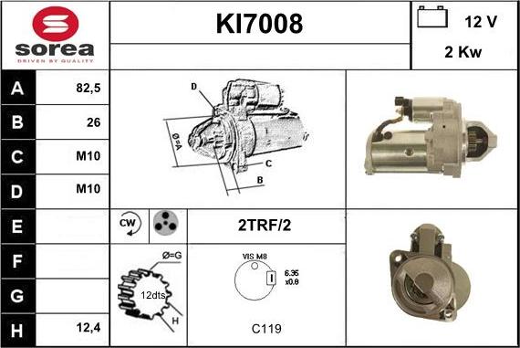 Sera KI7008 - Стартер autocars.com.ua