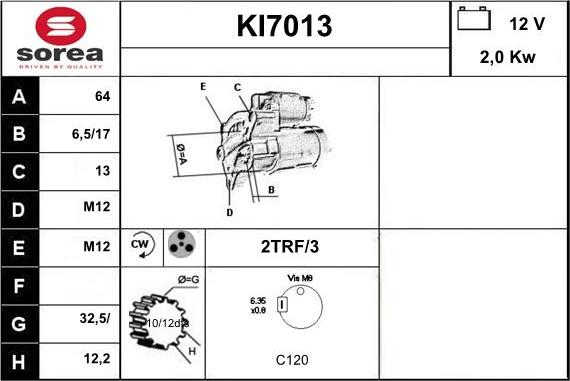 Sera KI7013 - Стартер autocars.com.ua