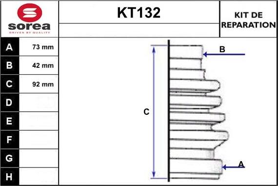 Sera KT132 - Пильник, приводний вал autocars.com.ua