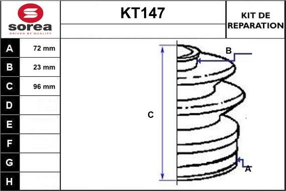 Sera KT147 - Пильник, приводний вал autocars.com.ua