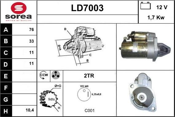 Sera LD7003 - Стартер autocars.com.ua