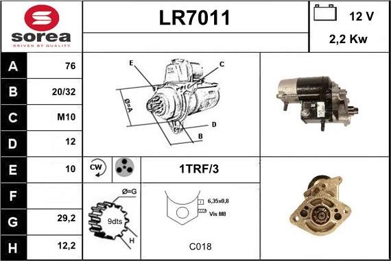 Sera LR7011 - Стартер autocars.com.ua