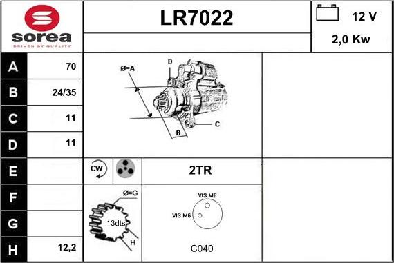 Sera LR7022 - Стартер autocars.com.ua