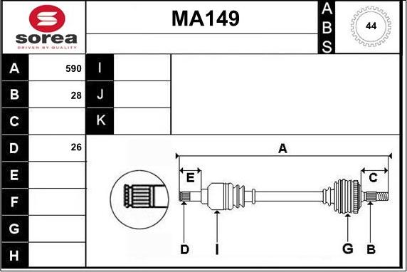 Sera MA149 - Приводной вал autodnr.net