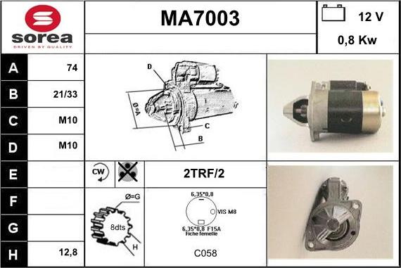 Sera MA7003 - Стартер autocars.com.ua