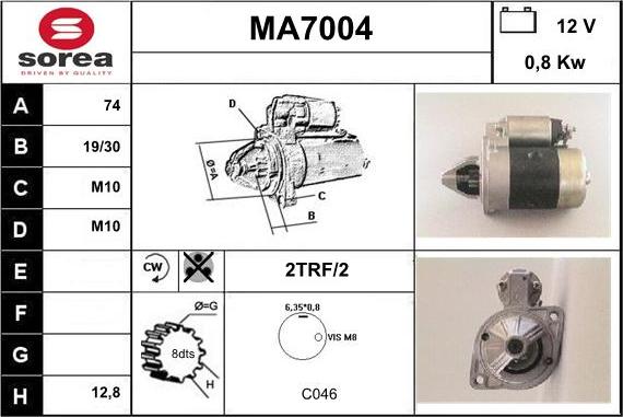 Sera MA7004 - Стартер autocars.com.ua