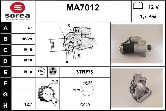 Sera MA7012 - Стартер autodnr.net