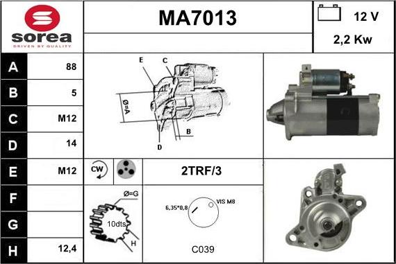 Sera MA7013 - Стартер autocars.com.ua