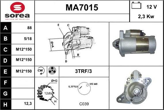 Sera MA7015 - Стартер autocars.com.ua