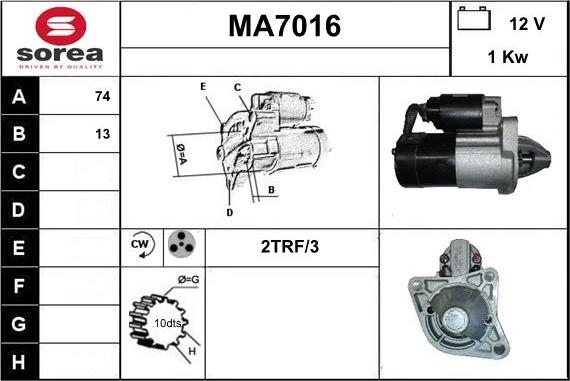 Sera MA7016 - Стартер autocars.com.ua