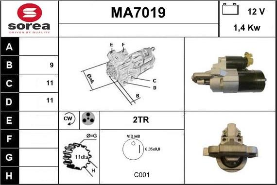 Sera MA7019 - Стартер autocars.com.ua