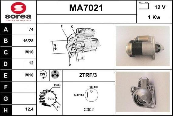 Sera MA7021 - Стартер autocars.com.ua