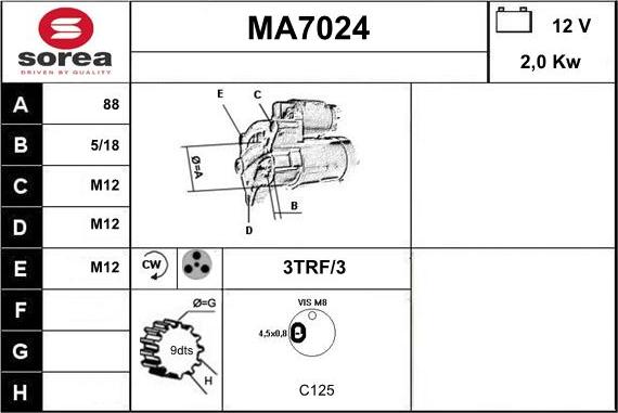 Sera MA7024 - Стартер autocars.com.ua