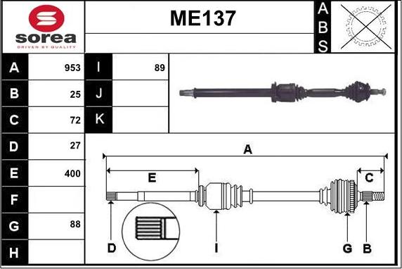 Sera ME137 - Приводной вал autodnr.net