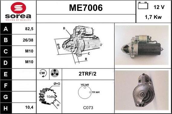 Sera ME7006 - Стартер autocars.com.ua