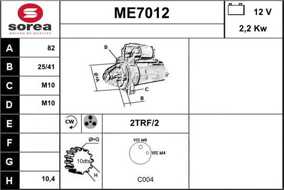 Sera ME7012 - Стартер autodnr.net