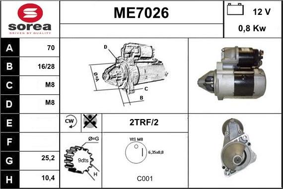 Sera ME7026 - Стартер autodnr.net