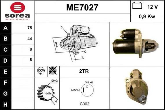 Sera ME7027 - Стартер autodnr.net