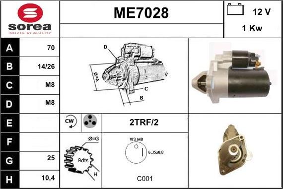 Sera ME7028 - Стартер autocars.com.ua