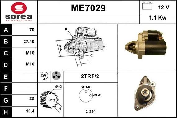 Sera ME7029 - Стартер autocars.com.ua