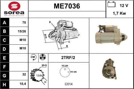 Sera ME7036 - Стартер autocars.com.ua