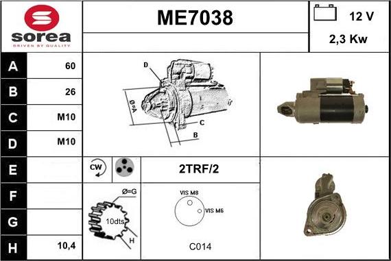 Sera ME7038 - Стартер autodnr.net