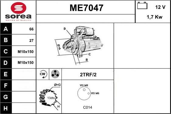 Sera ME7047 - Стартер autocars.com.ua