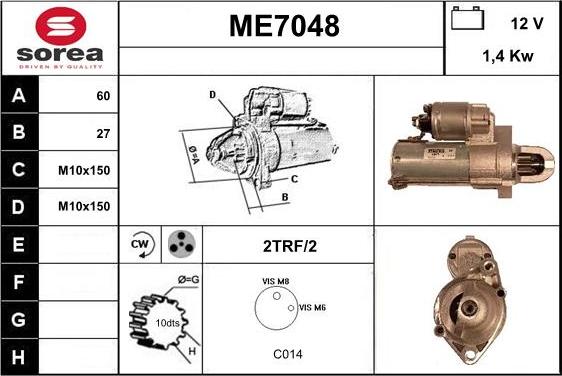 Sera ME7048 - Стартер autocars.com.ua