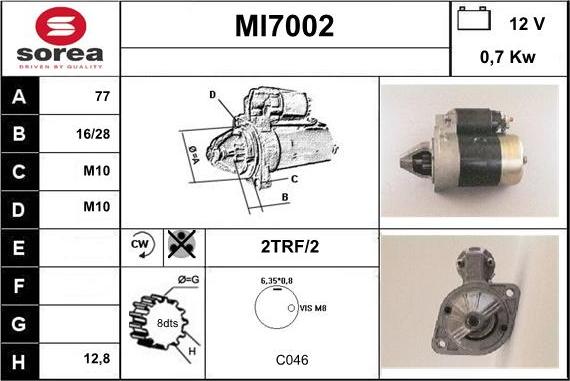 Sera MI7002 - Стартер autocars.com.ua