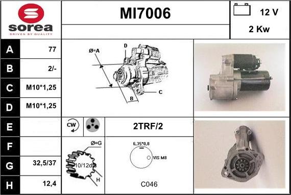 Sera MI7006 - Стартер autocars.com.ua