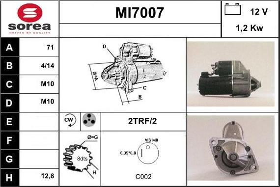 Sera MI7007 - Стартер autocars.com.ua