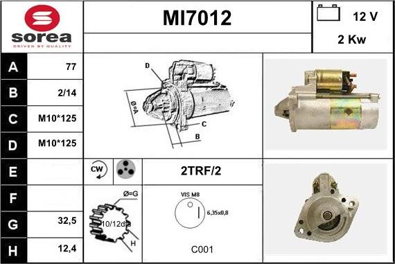 Sera MI7012 - Стартер autocars.com.ua